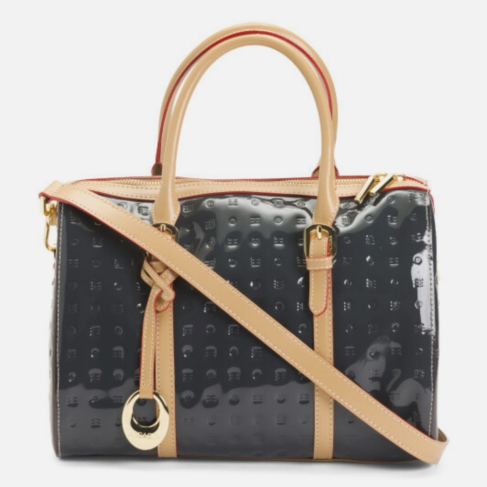 Arcadia Black and Tan Satchel Bag